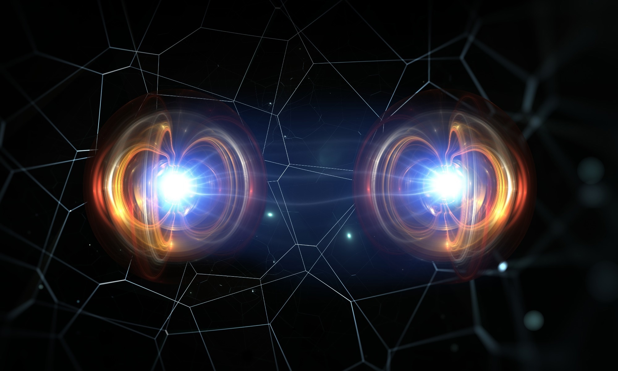 an artist representation of two quantum particles