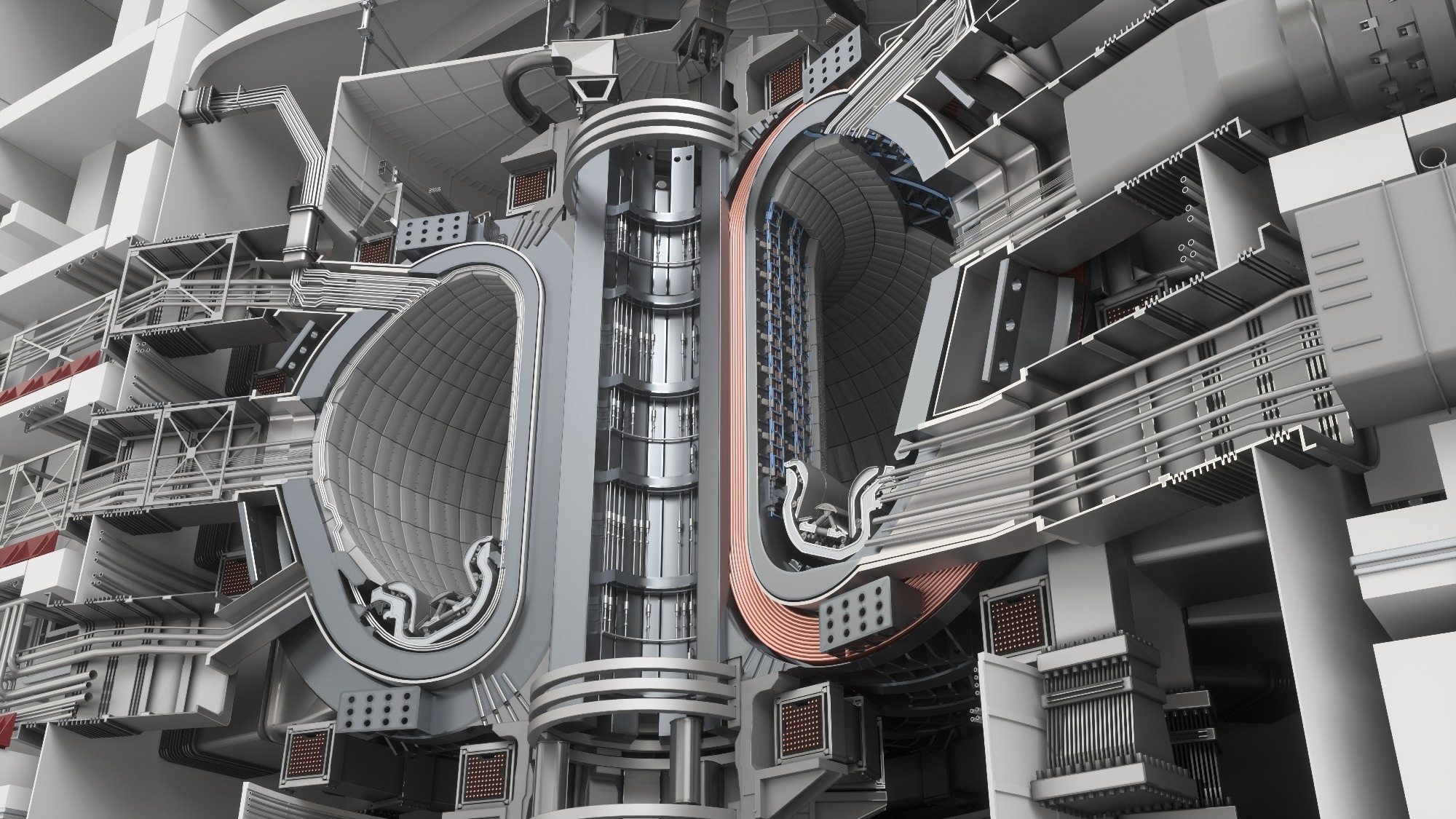 the inside of a tokamak fusion reactor