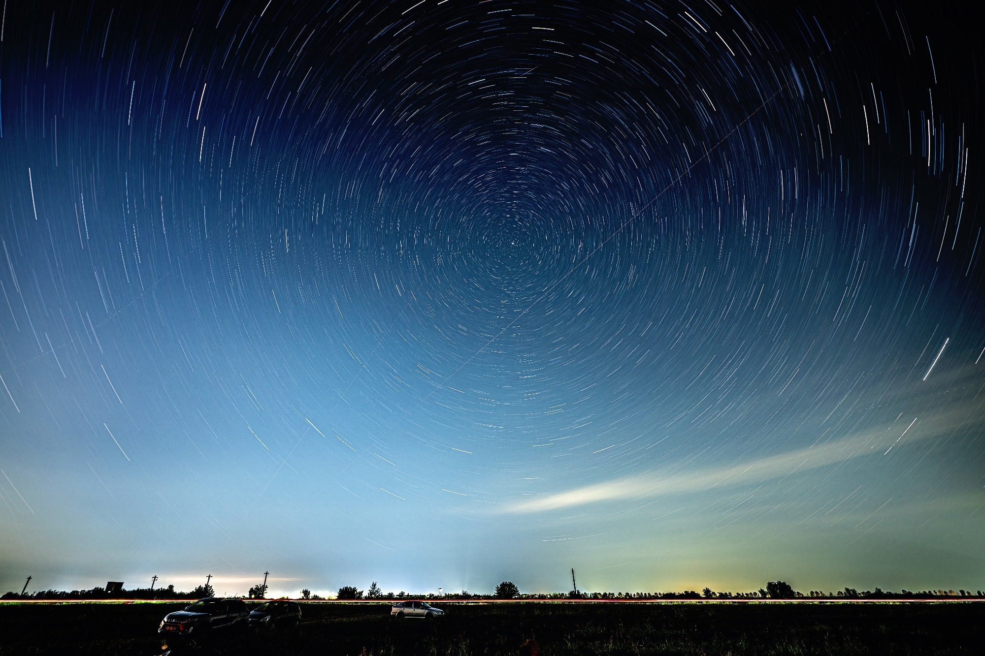 A picture of the night sky centered on Polaris