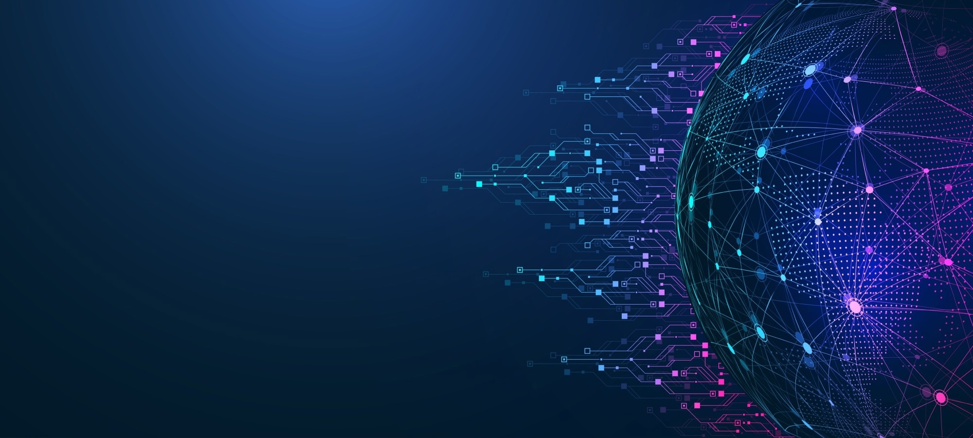 An illustration of a futuristic connected globe