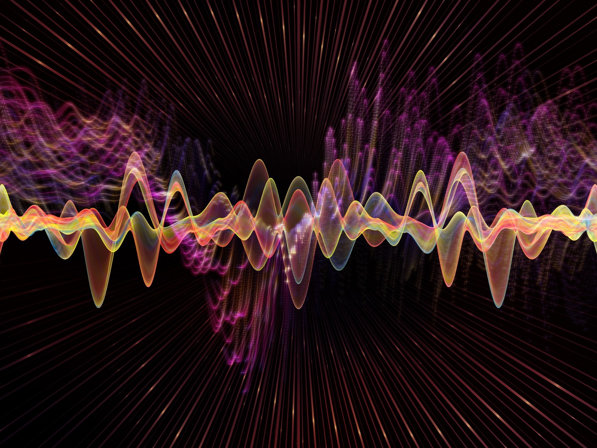 A decorative image of a stylized sound wave