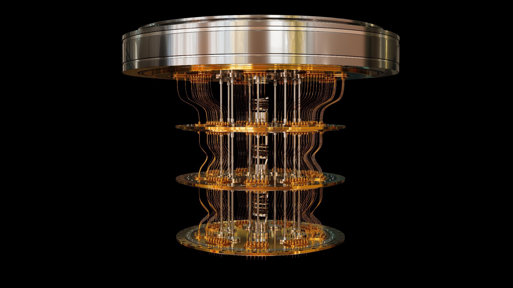 A 3D render of a quantum computer