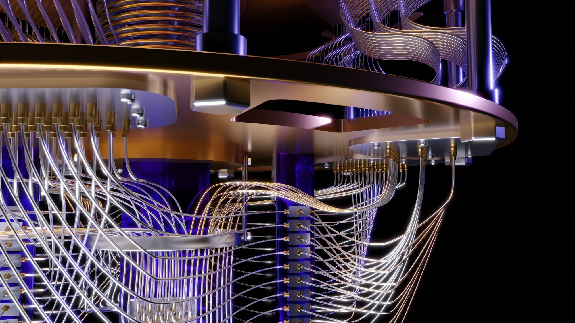 A 3D render of a quantum computer