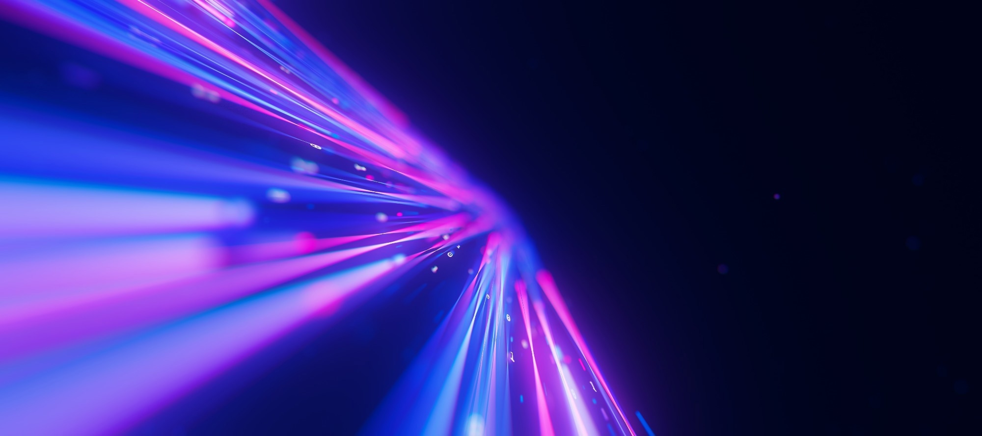 3D abstract digital data stream of quantum computing. Cyberspace of qubit trails.