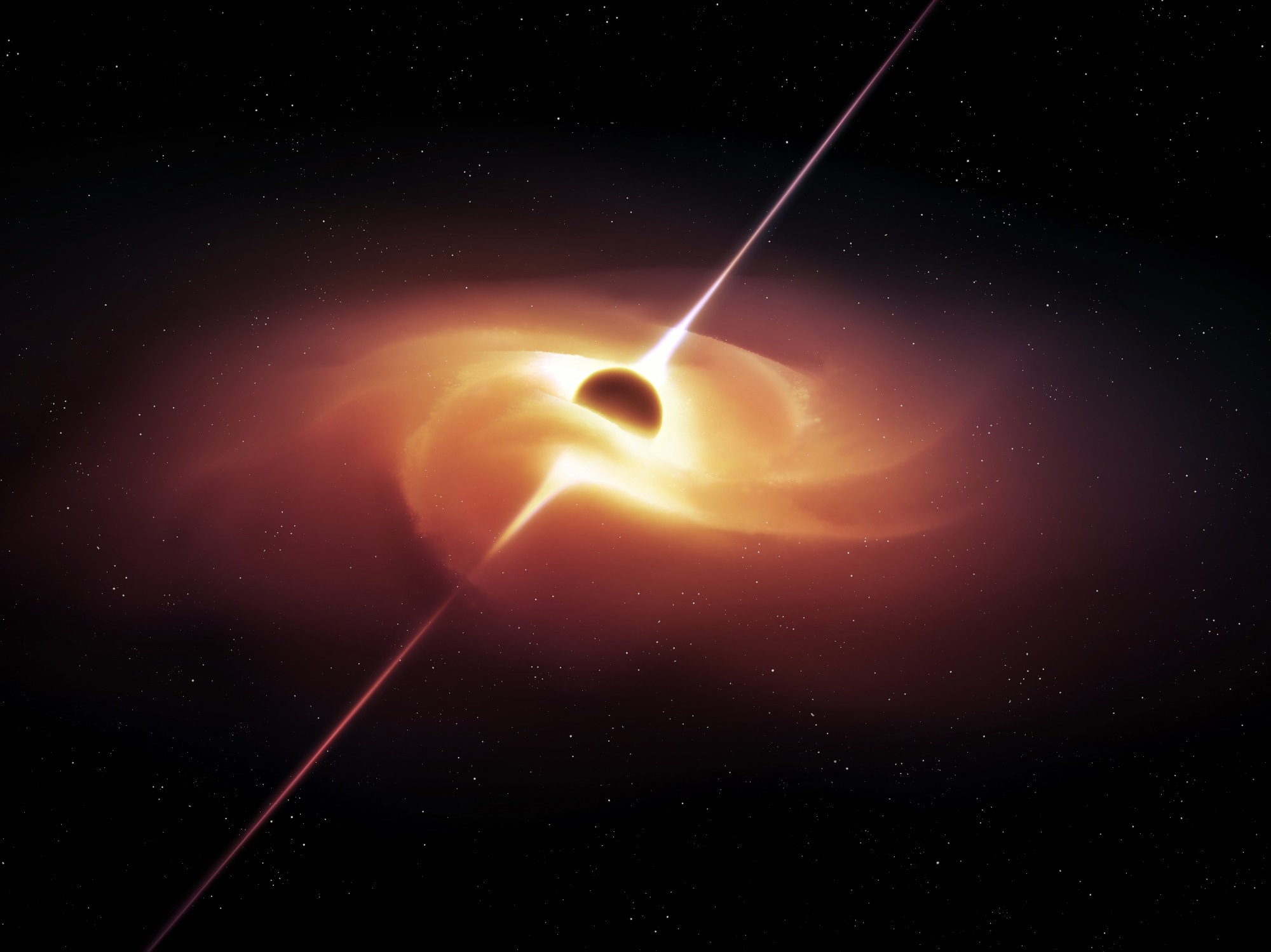 A render of an active galactic nucleus with a supermassive back hole
