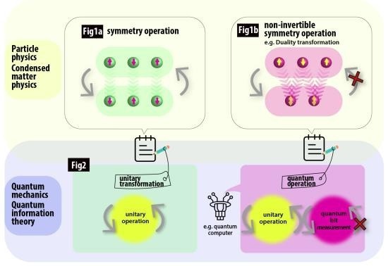 A summary of this study showing that any operation of non-invertible symmetries is a quantum operation. Image Credit: Kavli IPMU