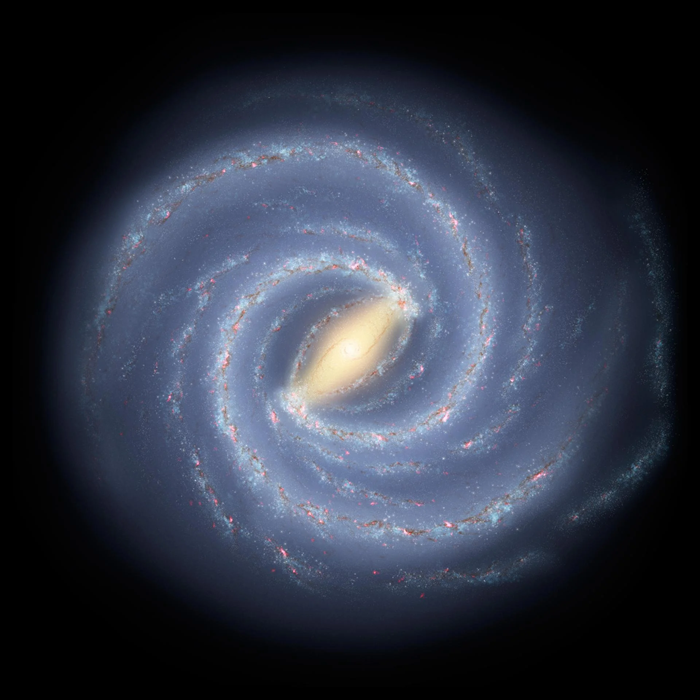 This artist concept illustrates the new view of the Milky Way