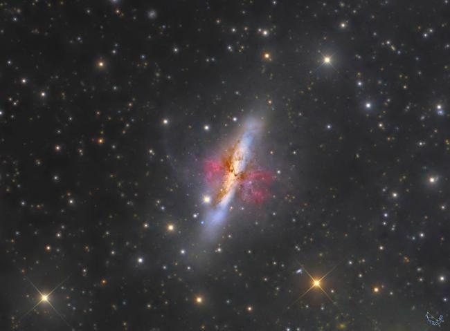 Study Determines Strength and Structure of the Magnetic Field in Messier 82.