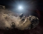 Asteroids Pound Radio Wave-Emitting Tiny Star