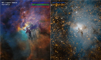 Hubble Space Telescope Captures Visible and Infrared Images of Lagoon Nebula