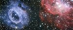 Powerful Stellar Winds from Extremely Hot Newborn Stars Sculpt Glowing Clouds of Gas